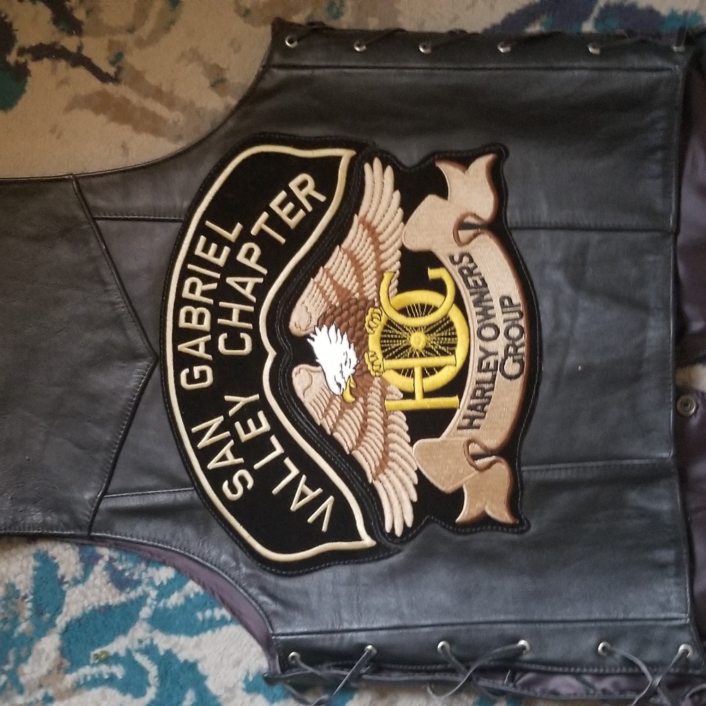 Leather motorcycle vest